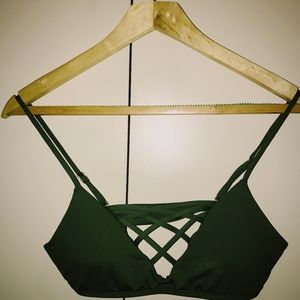 Green L Space Criss Cross Bikini Top